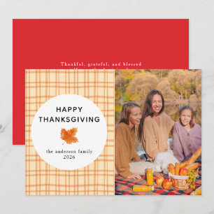 Cartes Pour Fêtes Annuelles Plaid orange Bon thanksgiving photo d'automne