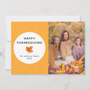 Cartes Pour Fêtes Annuelles Plaid orange   Bon thanksgiving photo d'automne