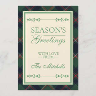 Cartes Pour Fêtes Annuelles Plaid personnalisé classique bleu foncé rouge vert