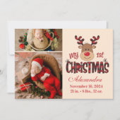 Cartes Pour Fêtes Annuelles Plaid Reindeer Baby First Christmas 2 Photo (Devant)