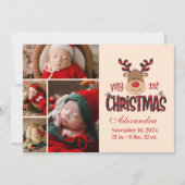 Cartes Pour Fêtes Annuelles Plaid Reindeer Baby First Christmas 4 Photo (Devant)