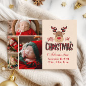 Cartes Pour Fêtes Annuelles Plaid Reindeer Baby First Christmas 4 Photo