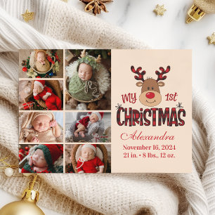 Cartes Pour Fêtes Annuelles Plaid Renne Bébé Premier Noël 7 Photo 