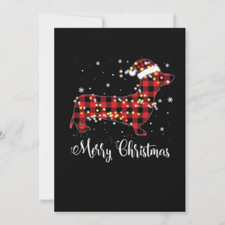 Cartes Pour Fêtes Annuelles Plaid rouge de Buffalo Dachshund Joyeux Noël Pyjam