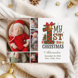 Cartes Pour Fêtes Annuelles Plaid Rustic 5 Photo Premier Noël