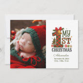 Cartes Pour Fêtes Annuelles Plaid Rustic Photo First Christmas (Devant)