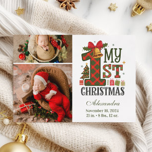 Cartes Pour Fêtes Annuelles Plaid Rustique 2 Photo Premier Noël