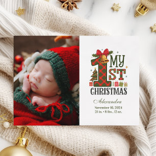 Cartes Pour Fêtes Annuelles Plaid Rustique Photo Premier Noël