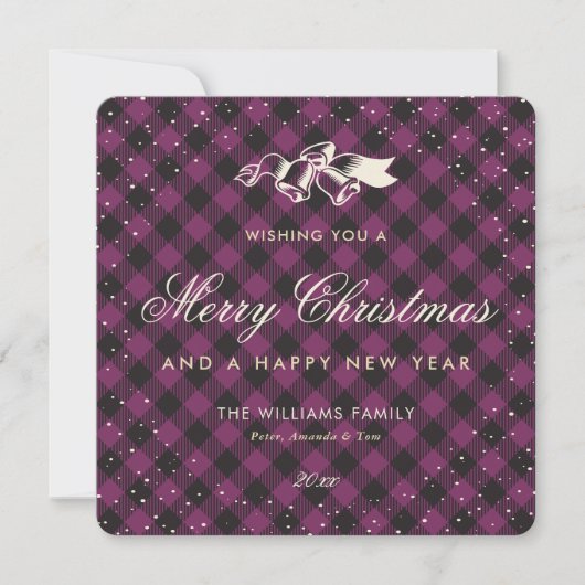 Cartes Pour Fêtes Annuelles Plaid Snow Classic de Buffle Violet (Devant)