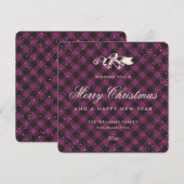 Cartes Pour Fêtes Annuelles Plaid Snow Classic de Buffle Violet (Devant / Derrière)