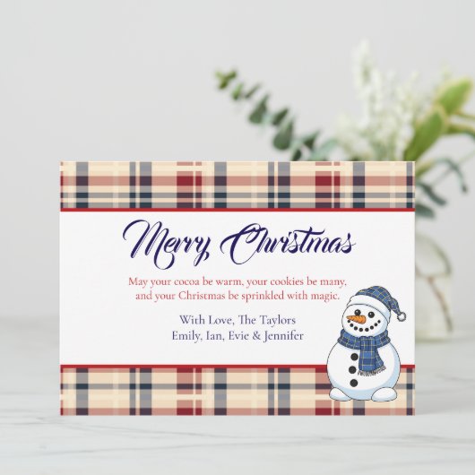 Cartes Pour Fêtes Annuelles Plaid Snowman Photo Template Christmas (Debout devant)