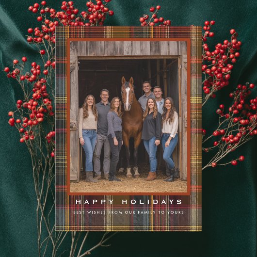 Cartes Pour Fêtes Annuelles Plaid Tartan Equestrian Barn Ranch Christmas