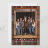 Cartes Pour Fêtes Annuelles Plaid Tartan Equestrian Barn Ranch Christmas (Devant)