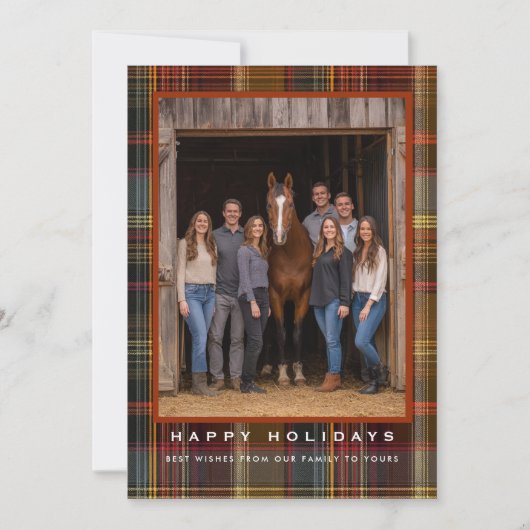 Cartes Pour Fêtes Annuelles Plaid Tartan Equestrian Barn Ranch Christmas (Devant)