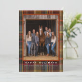 Cartes Pour Fêtes Annuelles Plaid Tartan Equestrian Barn Ranch Christmas (Debout devant)