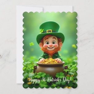 Cartes Pour Fêtes Annuelles Plaisant et mignon leprechaun, pièces d'or, shamro