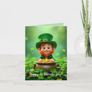 Cartes Pour Fêtes Annuelles Plaisant et mignon leprechaun, pièces d'or, shamro