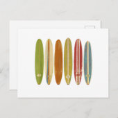 Cartes Pour Fêtes Annuelles Planches de surf Longboard Style Rétro Vintage Sur (Devant / Derrière)