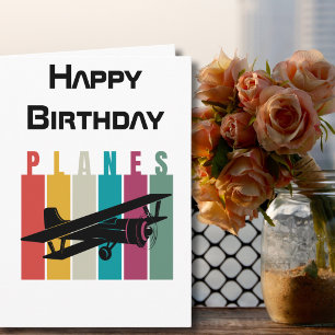 Cartes Pour Fêtes Annuelles Plans Rétro & Avion en Vol, Anniversaire Aviation