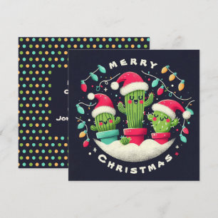 Cartes Pour Fêtes Annuelles Plantes de cactus de Noël en pot avec Père Noël