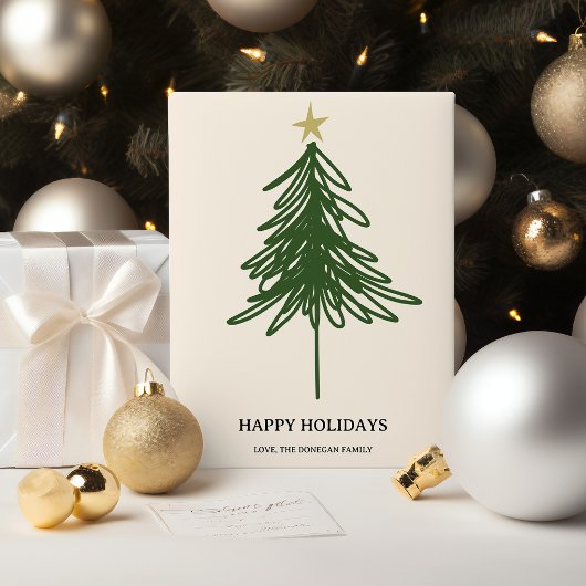 Cartes Pour Fêtes Annuelles Plat de Noël Arbre de Noël Simple Moderne