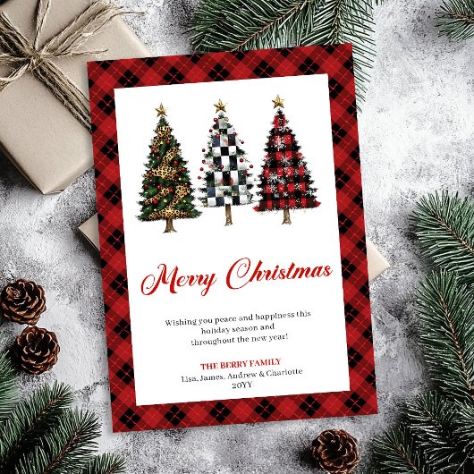 Cartes Pour Fêtes Annuelles Playful Buffalo Plaid Christmas Tree Festive Card