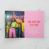 Cartes Pour Fêtes Annuelles Playful Custom Photo Christmas Tree Pink Folded (Intérieur)