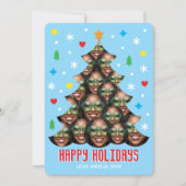 Cartes Pour Fêtes Annuelles Playful Custom Photo Modern Christmas Tree Blue (Devant)