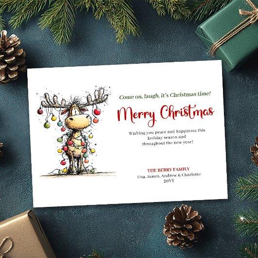 Cartes Pour Fêtes Annuelles Playful Funny Reindeer Holiday Greeting Card