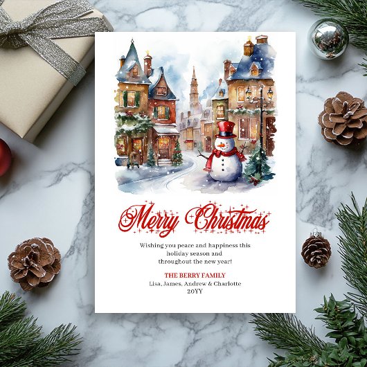 Cartes Pour Fêtes Annuelles Playful holiday scene editable greeting card