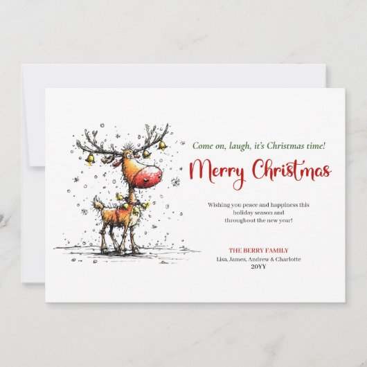 Cartes Pour Fêtes Annuelles Playful Quirky Reindeer Holiday Greeting Design (Devant)