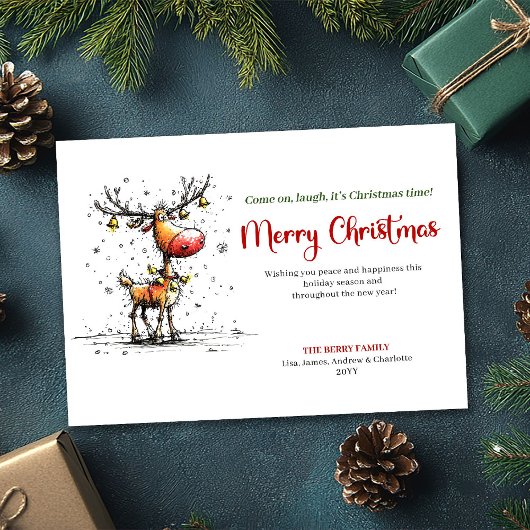 Cartes Pour Fêtes Annuelles Playful Quirky Reindeer Holiday Greeting Design