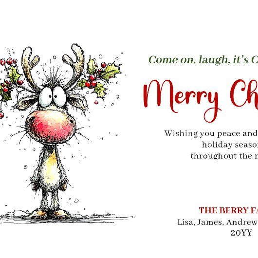 Cartes Pour Fêtes Annuelles Playful Quirky Reindeer Holiday Greeting Design