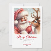 Cartes Pour Fêtes Annuelles Playful Santa With Rudolph Laughing Christmas Card (Devant)