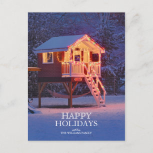 Cartes Pour Fêtes Annuelles Playhouse pour enfants de neige avec lumières de 