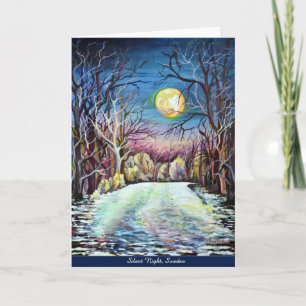 Cartes Pour Fêtes Annuelles Pleine lune d'hiver nocturne silencieuse