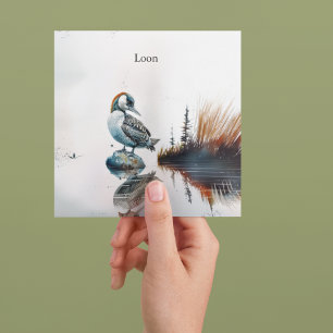 Cartes Pour Fêtes Annuelles Plongeon majestueux sur un rocher aquarelle person