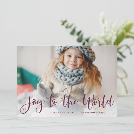 Cartes Pour Fêtes Annuelles Plum | Joy to the World Full Photo (Debout devant)