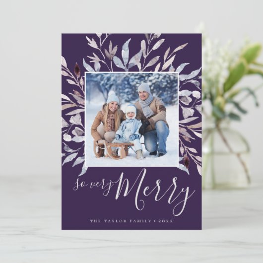 Cartes Pour Fêtes Annuelles Plum Végétal D'Hiver Si Joyeux Année En Revue (Debout devant)