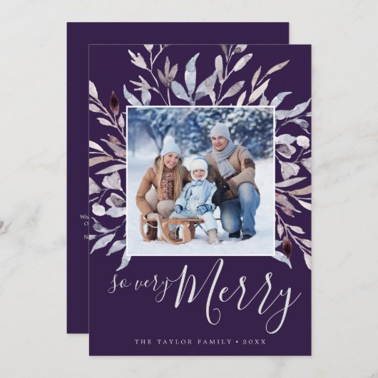 Cartes Pour Fêtes Annuelles Plum Végétal D'Hiver Si Joyeux Année En Revue (Devant / Derrière)