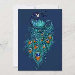 Cartes Pour Fêtes Annuelles Plumes de paon Peacocks Turquoises
