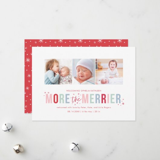 Cartes Pour Fêtes Annuelles Plus d'annonces de naissance de jour férié Merrier (Devant/Arrière en situation)