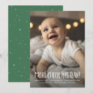 Cartes Pour Fêtes Annuelles Plus de bonne humeur cette année photo verte migno