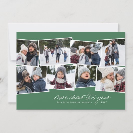 Cartes Pour Fêtes Annuelles Plus de joie cette année 8 photo collage vert (Devant)