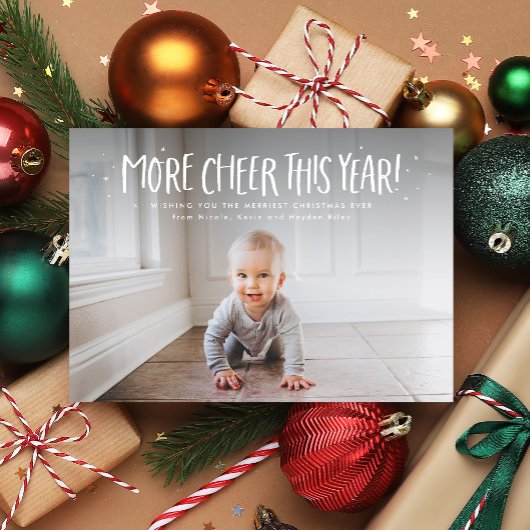 Cartes Pour Fêtes Annuelles Plus de joie cette année fun mignon une photo Noël