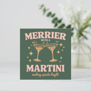 Cartes Pour Fêtes Annuelles Plus joyeux avec un cocktail de Noël Martini de fê