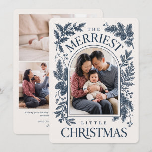 Cartes Pour Fêtes Annuelles Plus Joyeux Petit Noël Botanique Vintage - Nuit