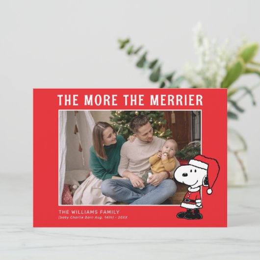 Cartes Pour Fêtes Annuelles Plus Le Merrier Est Merrier | Snoopy Noël Nouveau (Debout devant)