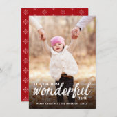 Cartes Pour Fêtes Annuelles Plus Merveilleux Noël manuscrit script photo (Devant / Derrière)