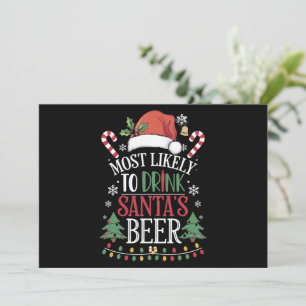 Cartes Pour Fêtes Annuelles Plus Susceptible De Boire La Bière Du Père Noël Xm